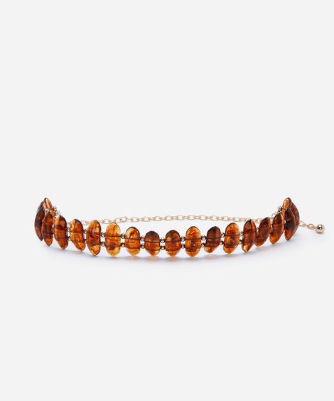 cinto boho feminino de corrente com pedrarias marrom