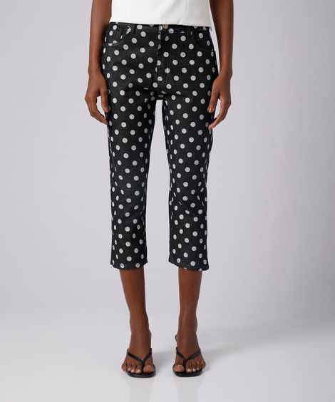calça capri feminina jeans poá mindset cinza