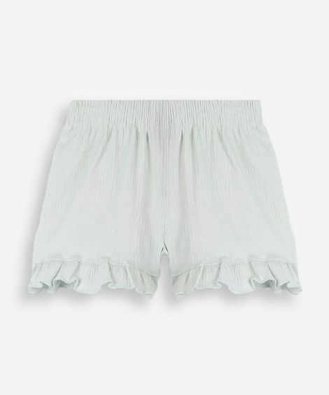 short infantil de algodão com babado texturizado verde