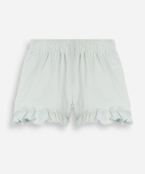 short infantil de algodão com babado texturizado verde
