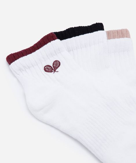 kit de 3 meias cano médio femininas esportivas colorido
