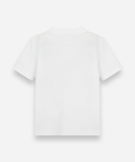 camiseta infantil com algodão gola henley manga curta off white