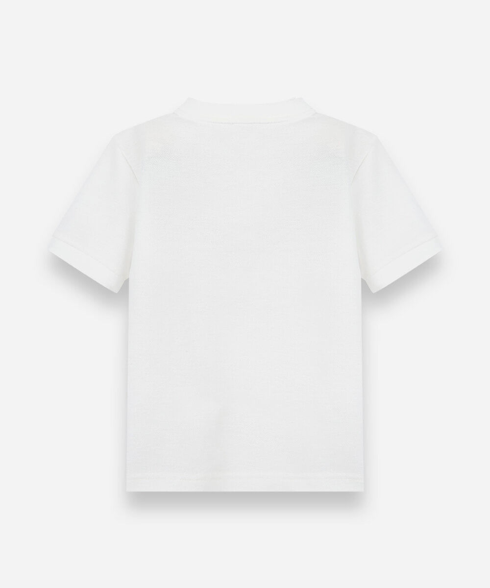 camiseta infantil com algodão gola henley manga curta off white