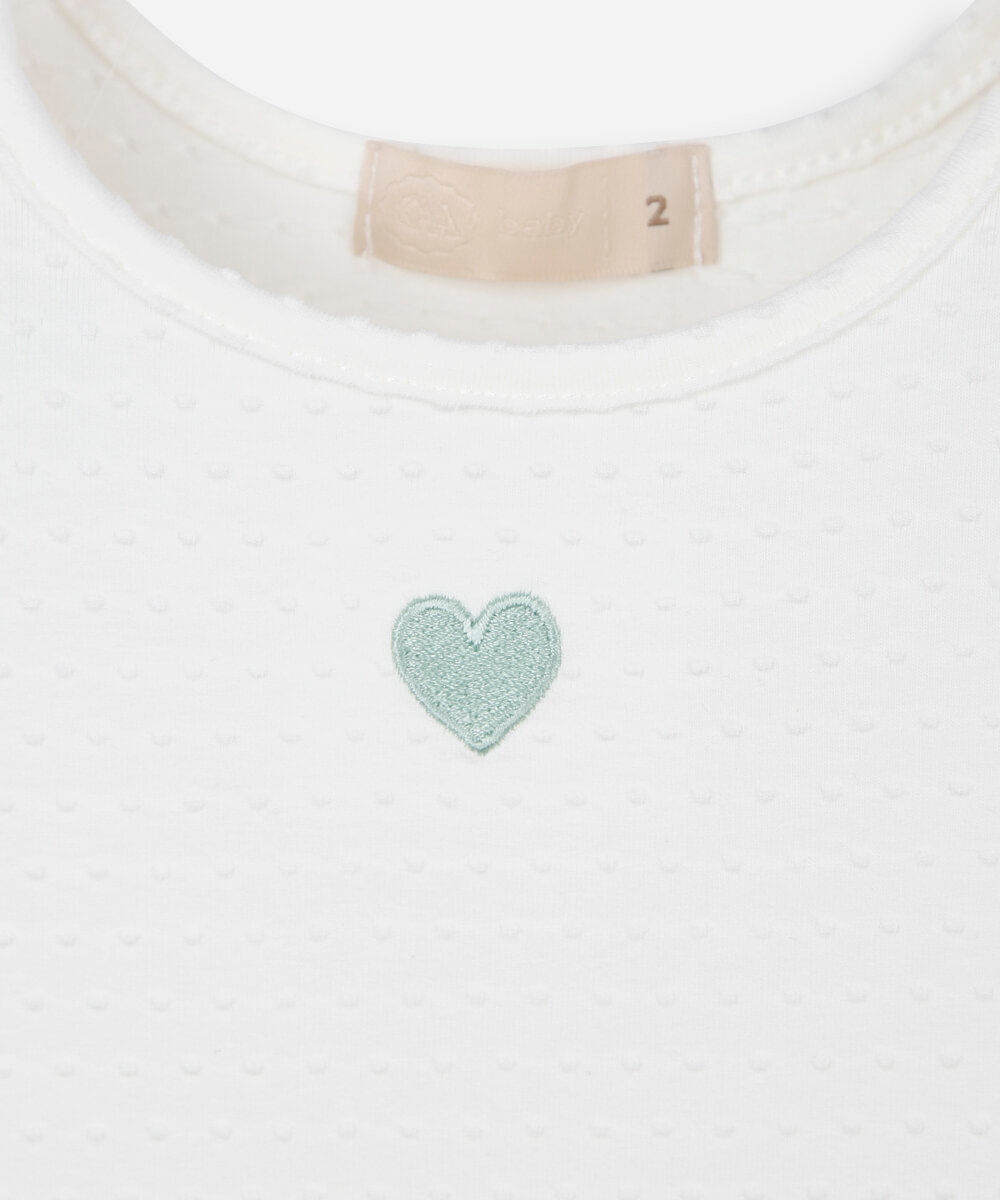 blusa infantil de algodão com bordado e babado texturizada off white
