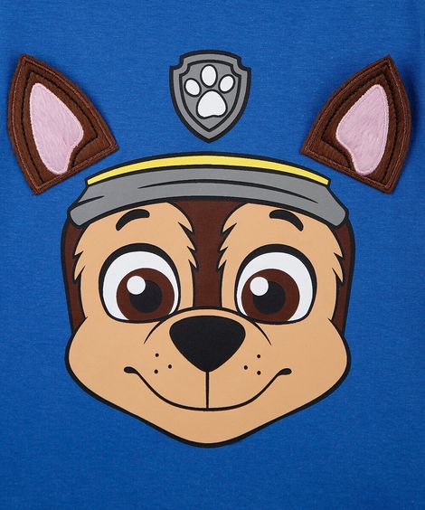 camiseta infantil de algodão manga curta patrulha canina azul