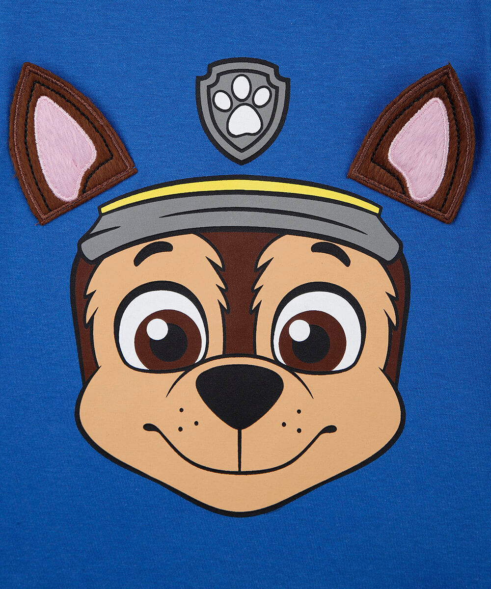 camiseta infantil de algodão manga curta patrulha canina azul