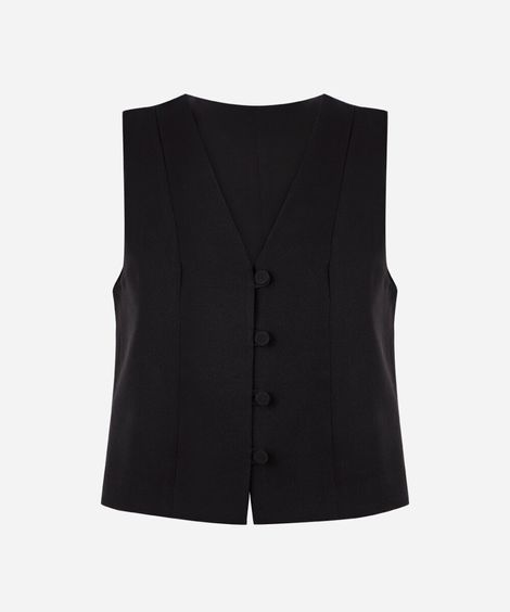 colete feminino de alfaiataria com botões preto