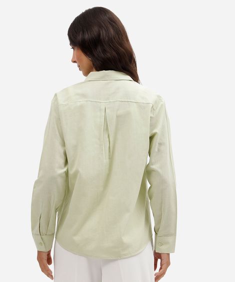 camisa feminina de algodão manga longa verde