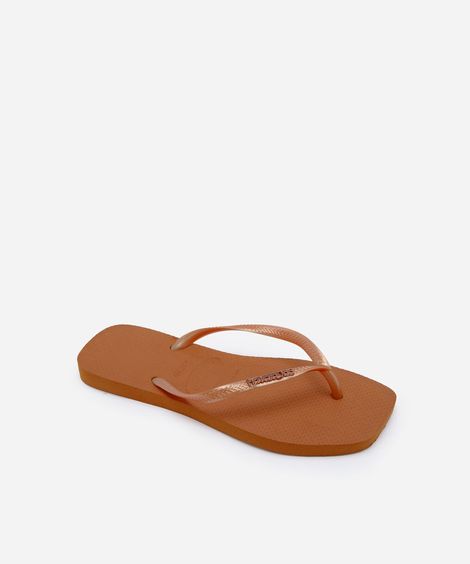 chinelo feminino havaianas slim bico quadrado laranja