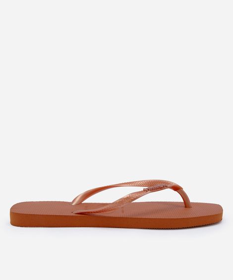 chinelo feminino havaianas slim bico quadrado laranja