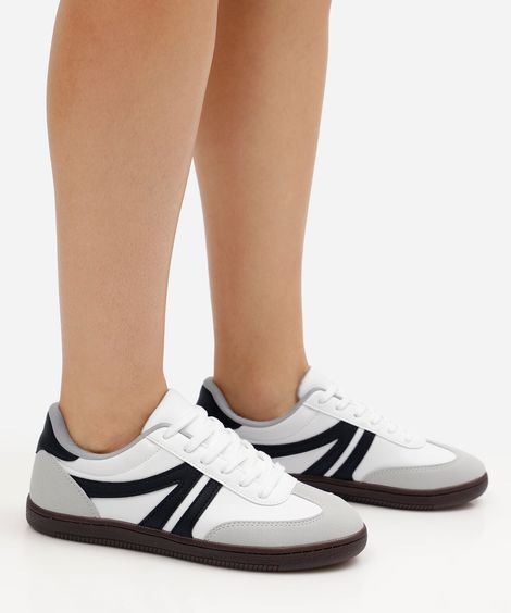 tênis bossa com recortes bicolor branco