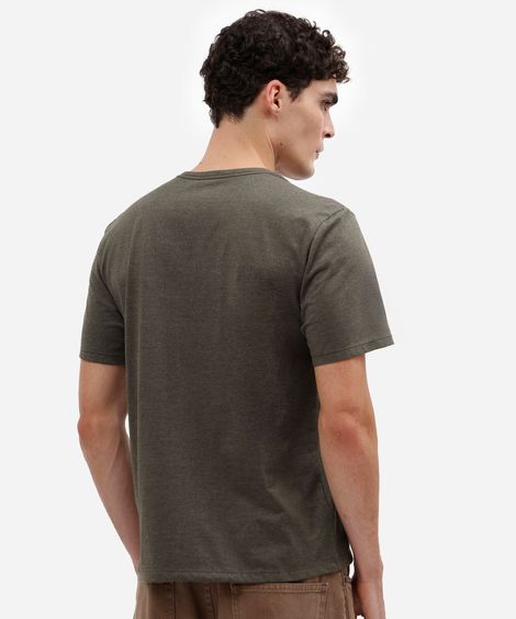 camiseta masculina com algodão gola henley manga curta verde