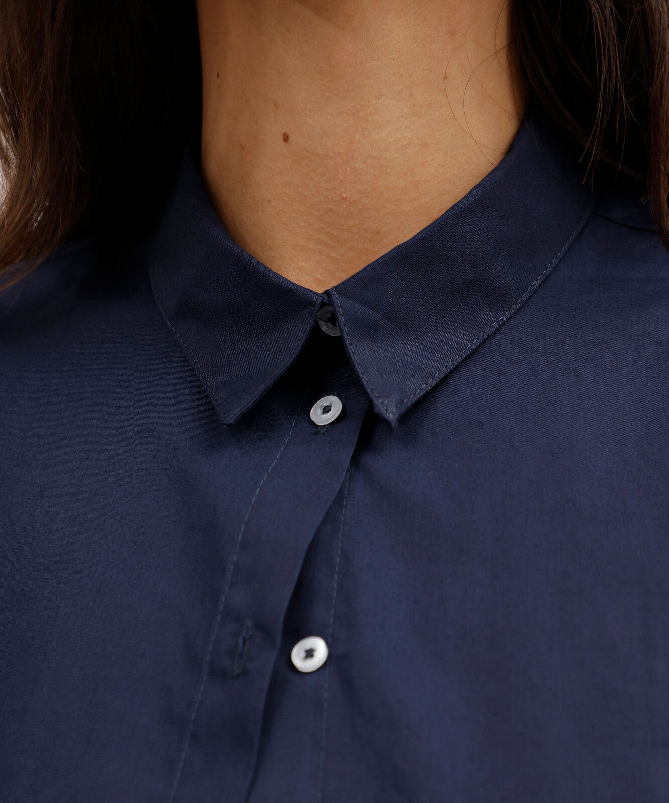 camisa feminina de algodão manga longa oversized azul