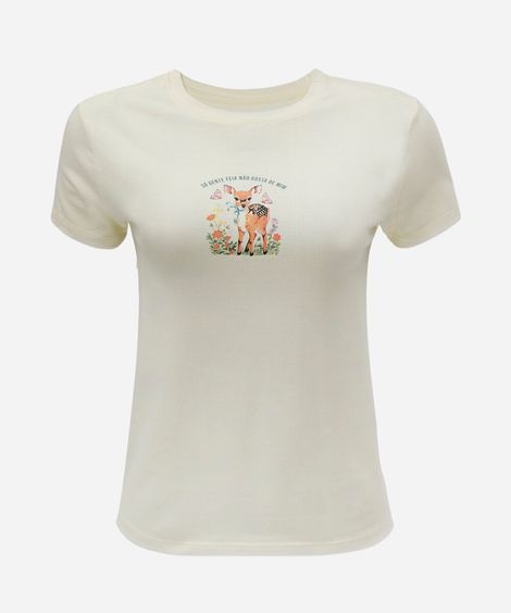 blusa baby look feminina de algodão manga curta estampada amarela