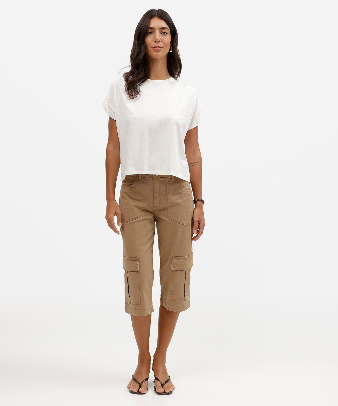 blusa feminina de algodão manga curta com pregas off white