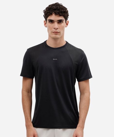 camiseta esportiva masculina manga curta preta