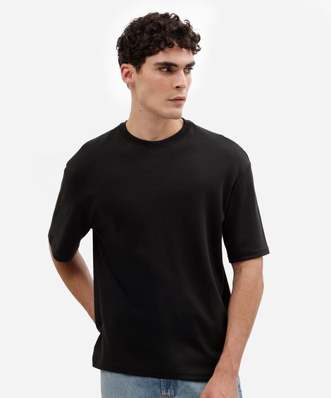 camiseta masculina de algodão peruano manga curta preta