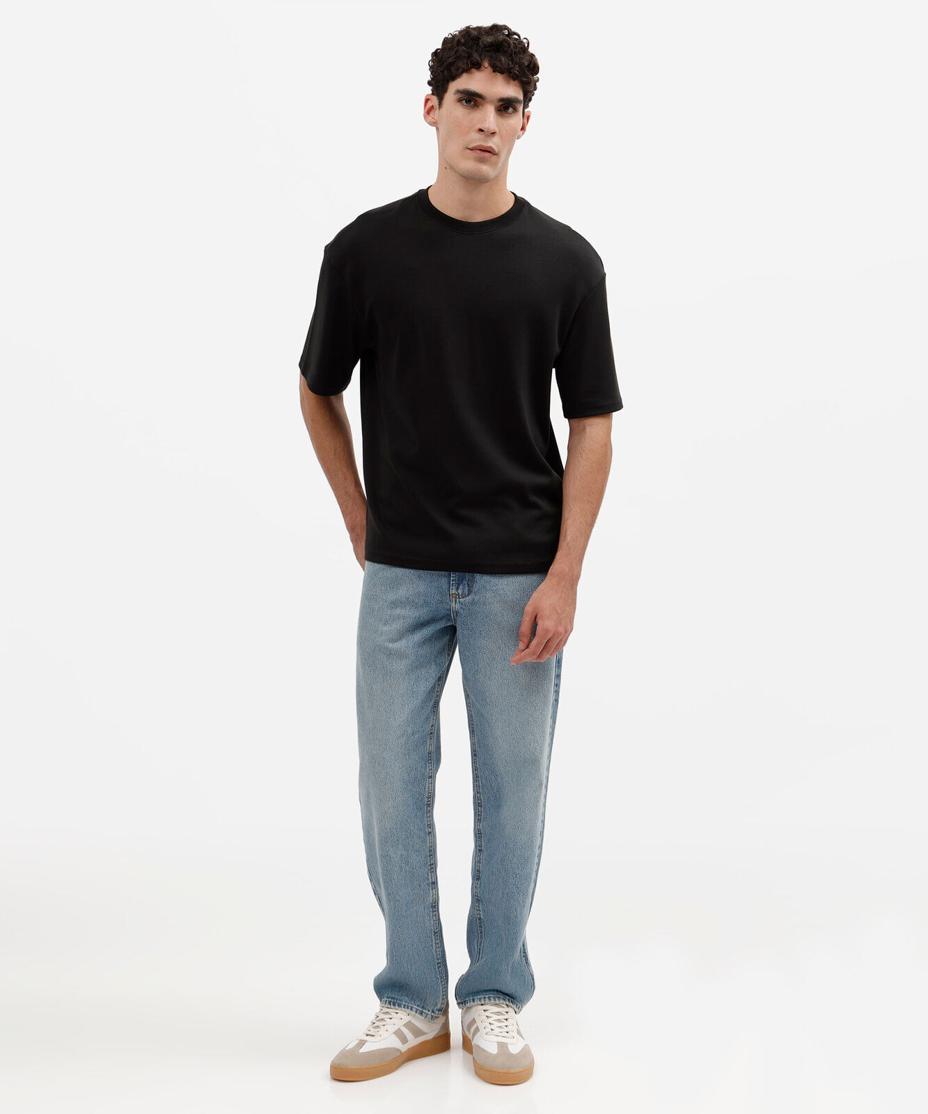camiseta masculina de algodão peruano manga curta preta
