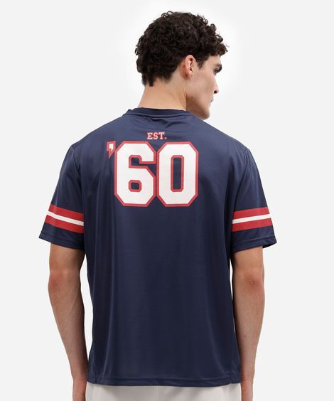camiseta esportiva masculina gola v manga curta patriots nfl azul
