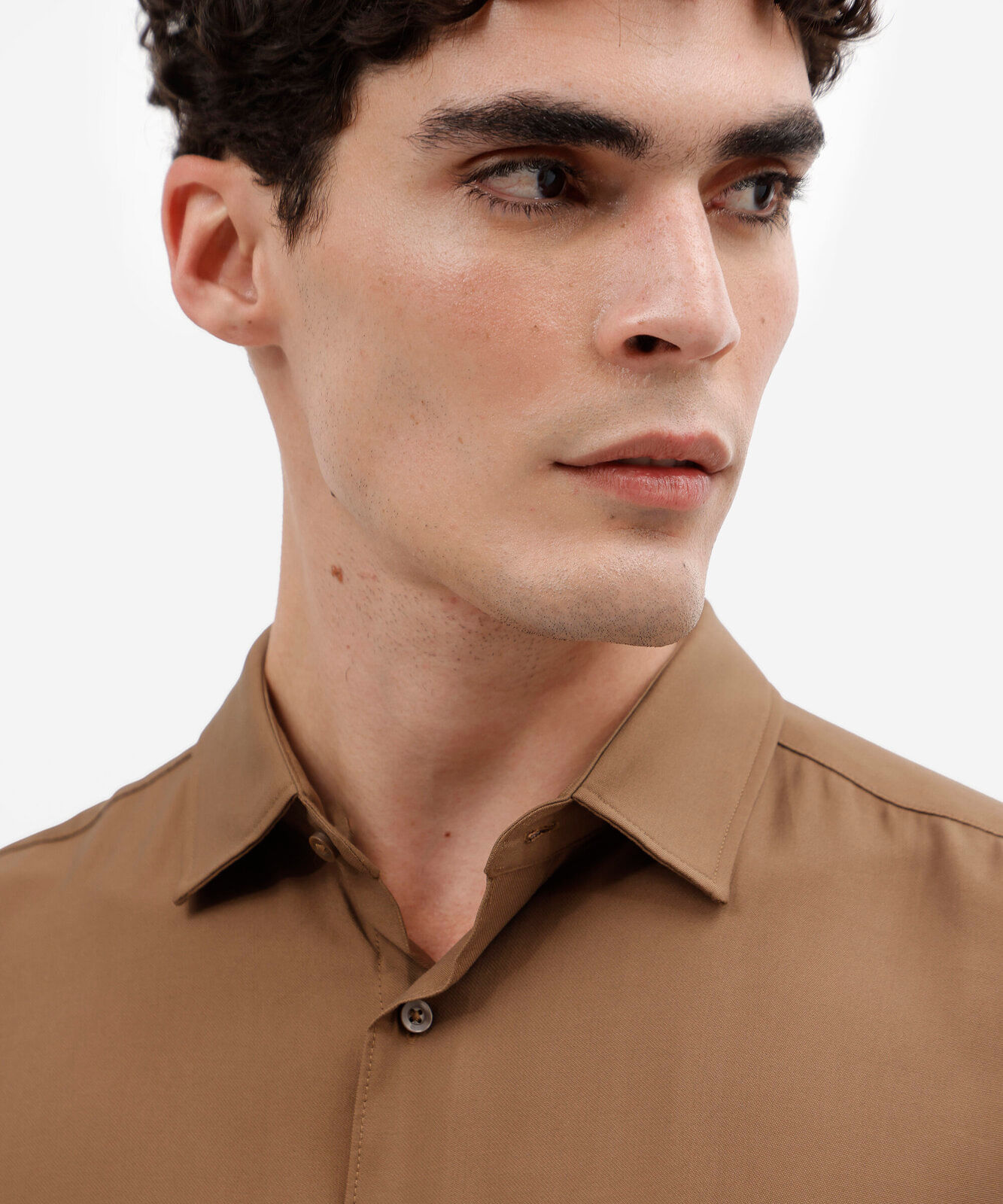camisa masculina com viscose manga longa marrom