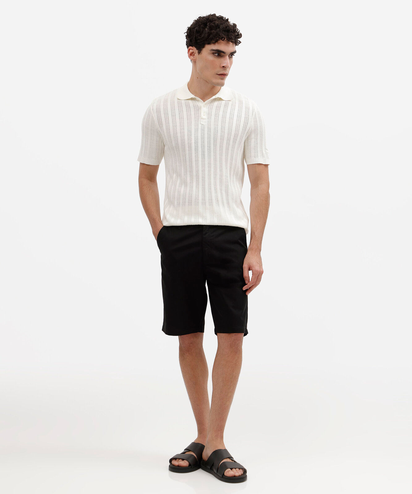 bermuda masculina reta chino preta