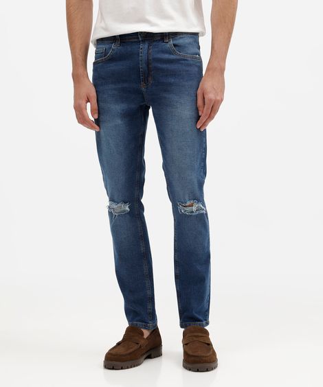 calça skinny masculina jeans destroyed azul