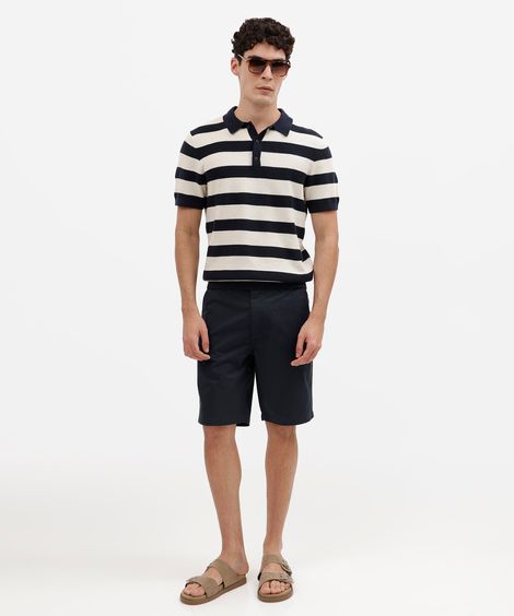 bermuda masculina reta chino azul