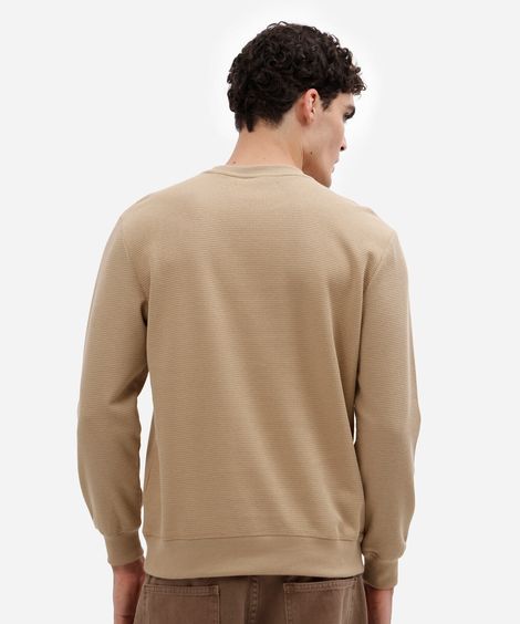 blusa masculina manga longa texturizada bege