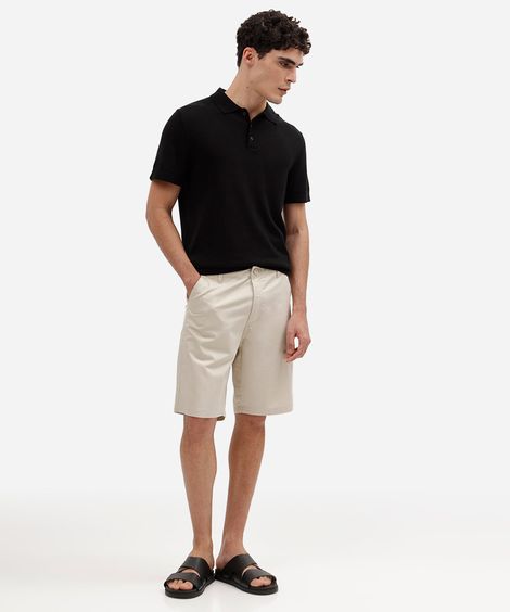 bermuda masculina reta chino bege