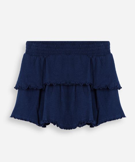 short saia infantil camadas lisa azul