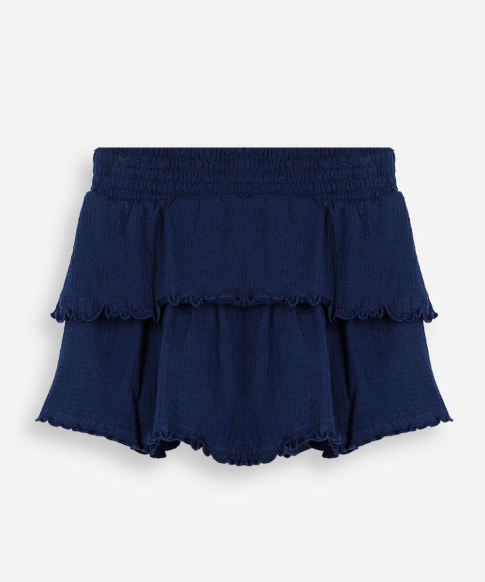 short saia infantil camadas lisa azul