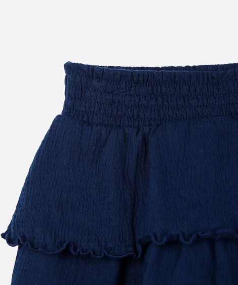 short saia infantil camadas lisa azul