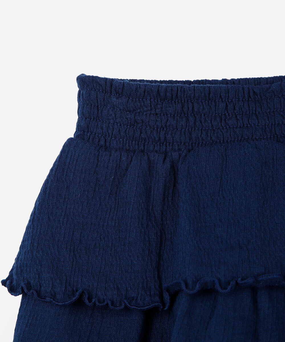 short saia infantil camadas lisa azul
