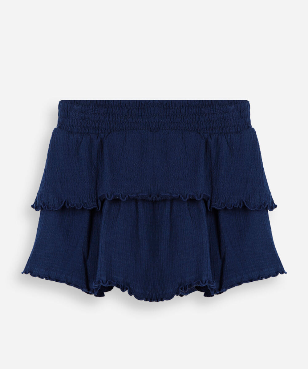 short saia infantil camadas lisa azul