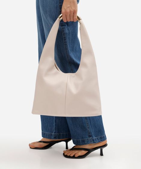 bolsa feminina hobo com alça rígida off white