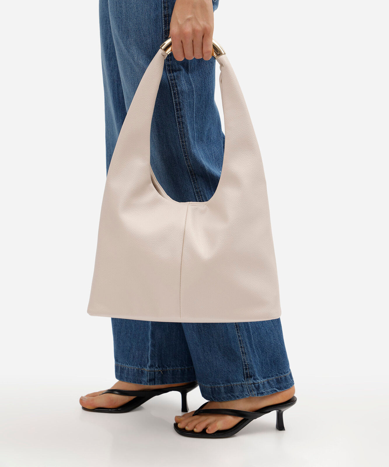 bolsa feminina hobo com alça rígida off white