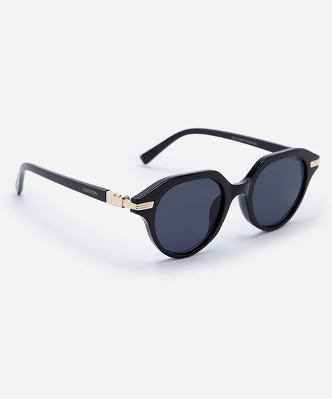 óculos de sol feminino redondo de acetato triton preto