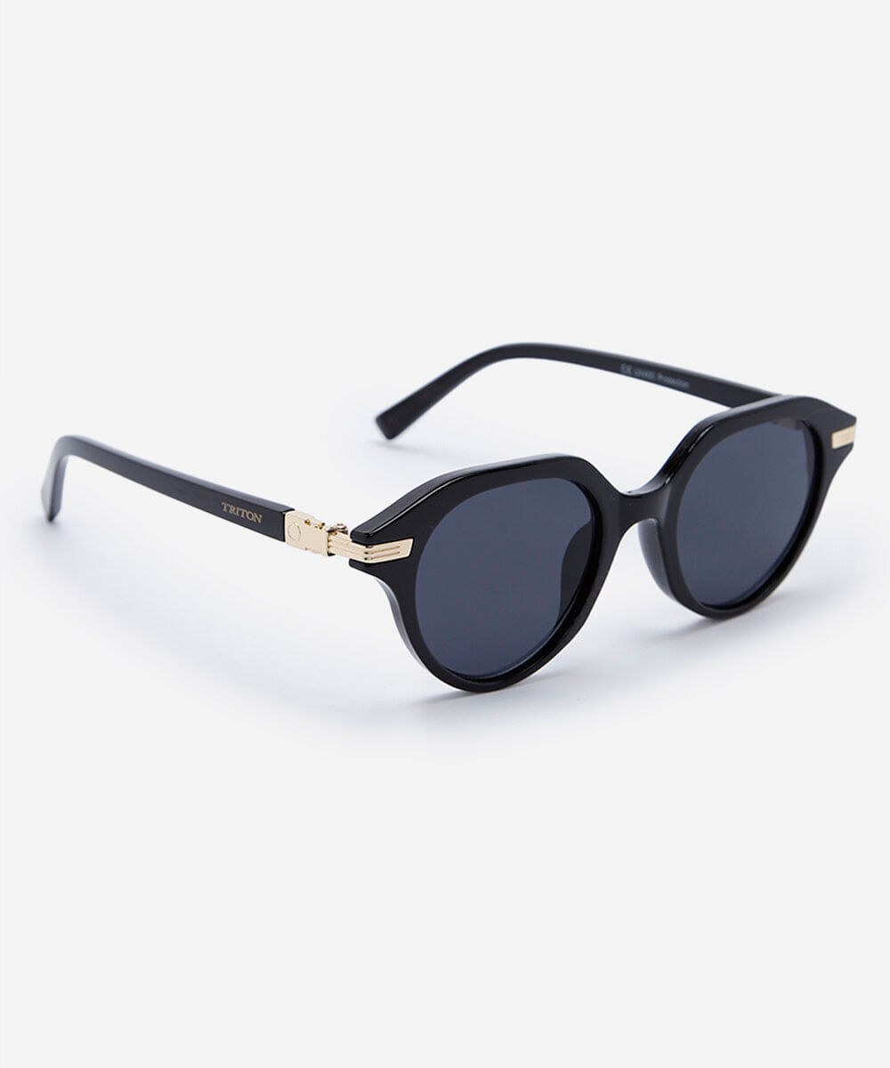óculos de sol feminino redondo de acetato triton preto