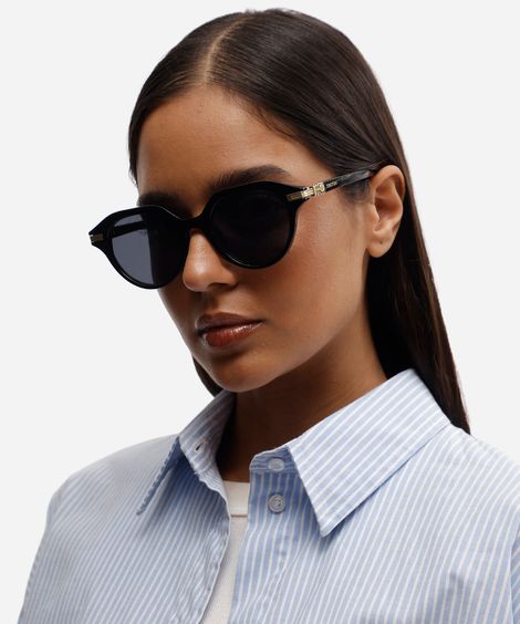 óculos de sol feminino redondo de acetato triton preto