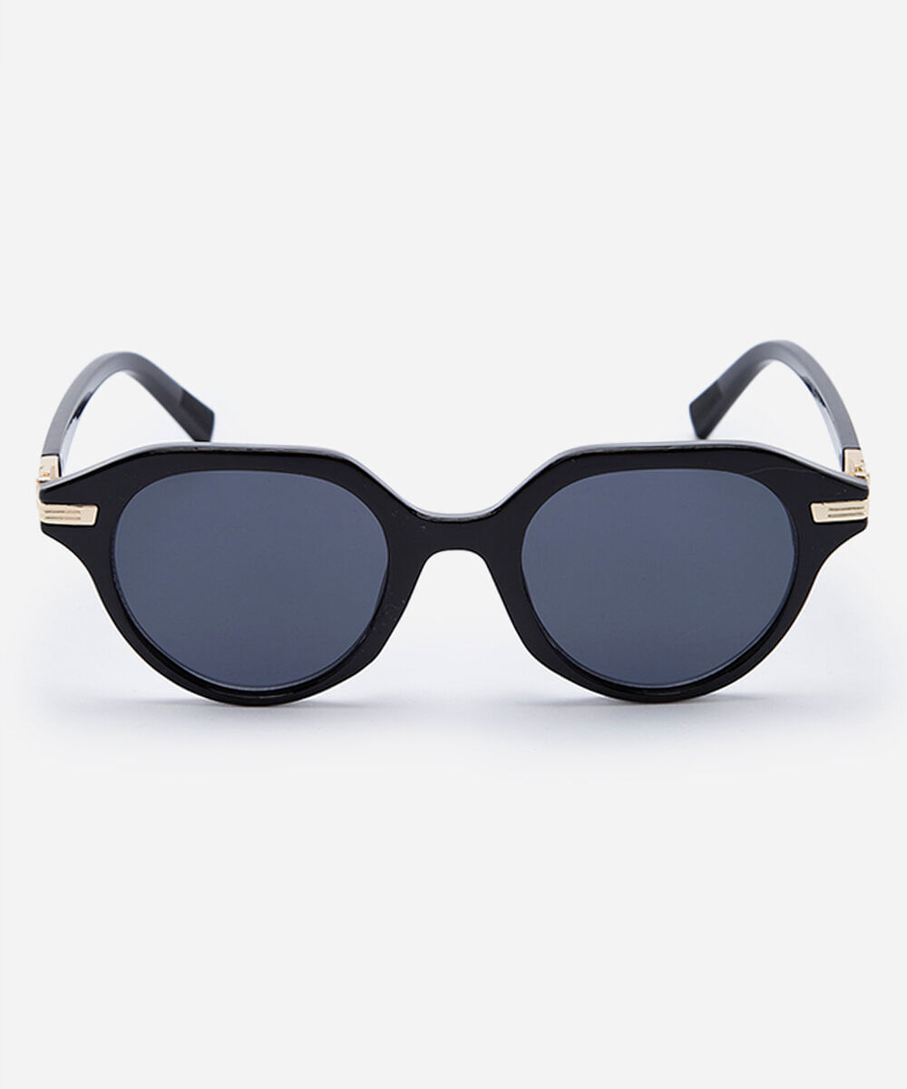 óculos de sol feminino redondo de acetato triton preto