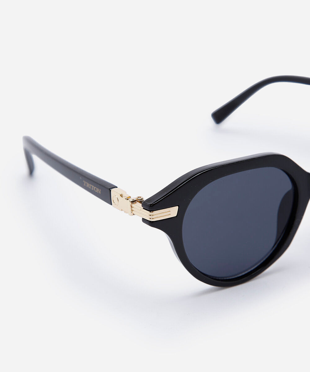 óculos de sol feminino redondo de acetato triton preto