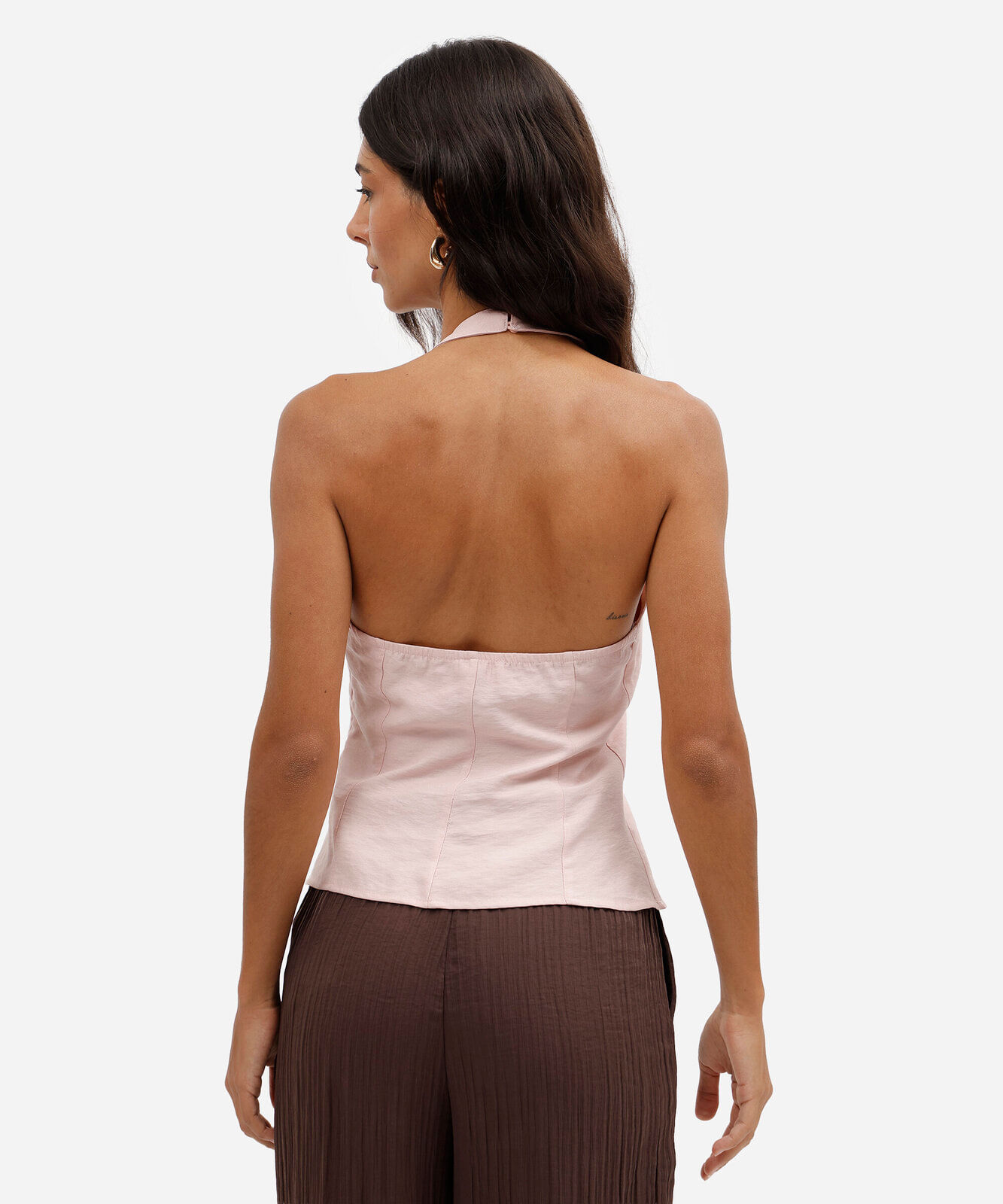 blusa feminina com viscose frente única texturizada rosa