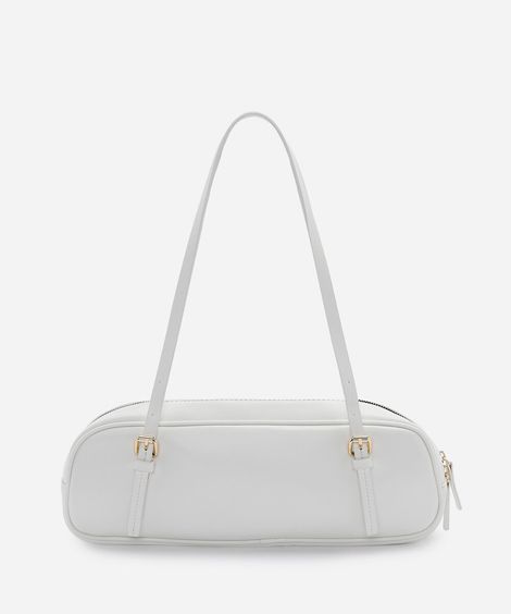bolsa bowling feminina de ombro com fivelas off white
