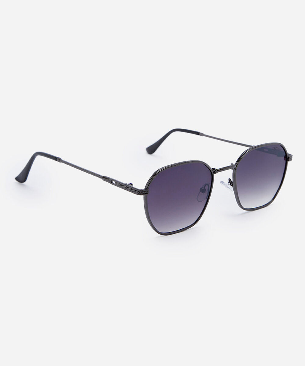 óculos de sol feminino quadrado de metal triton cinza