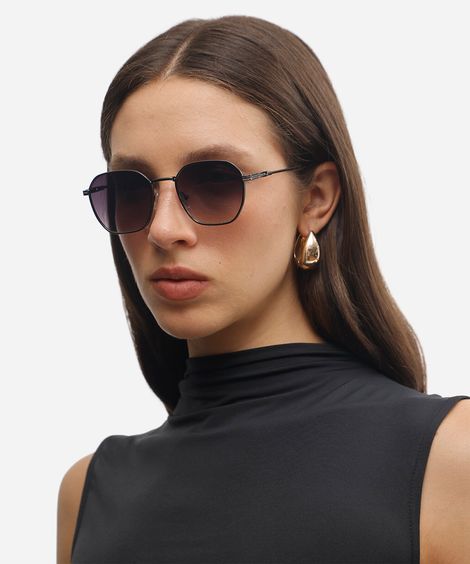 óculos de sol feminino quadrado de metal triton cinza