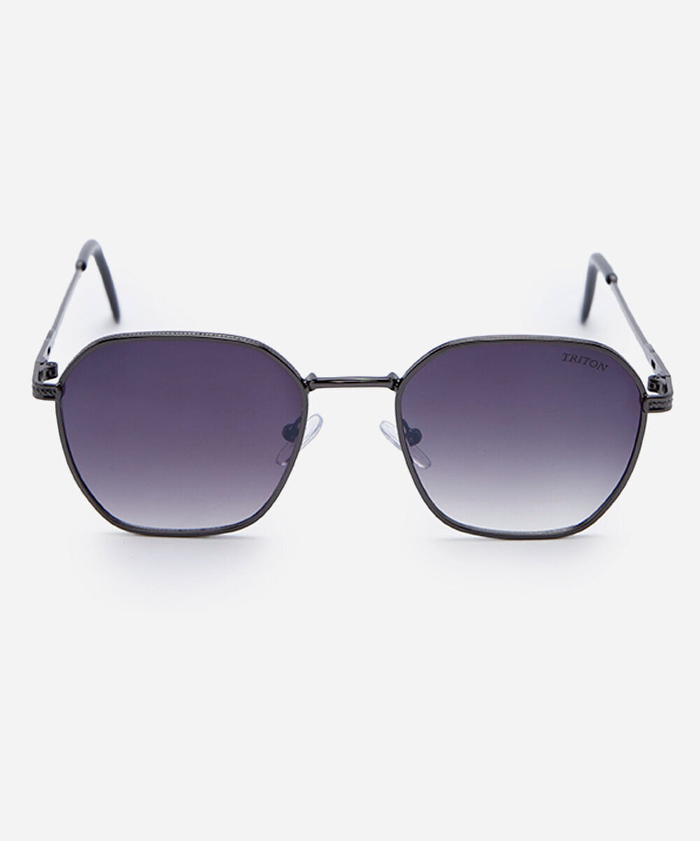 óculos de sol feminino quadrado de metal triton cinza