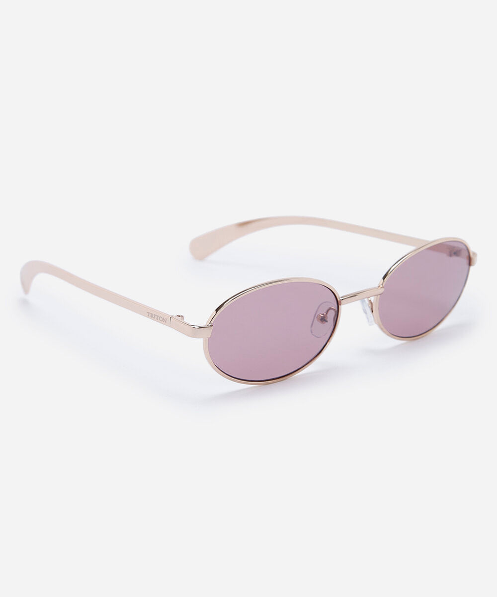 óculos de sol feminino oval de metal triton dourado