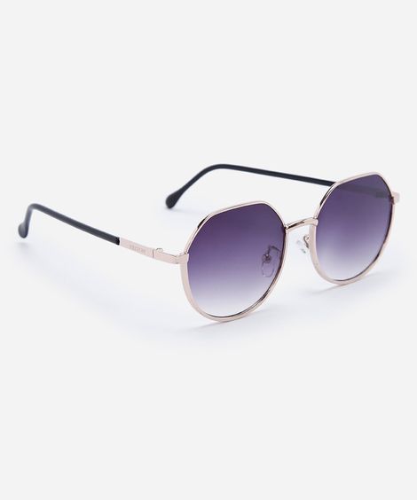 óculos de sol feminino redondo de metal triton dourado
