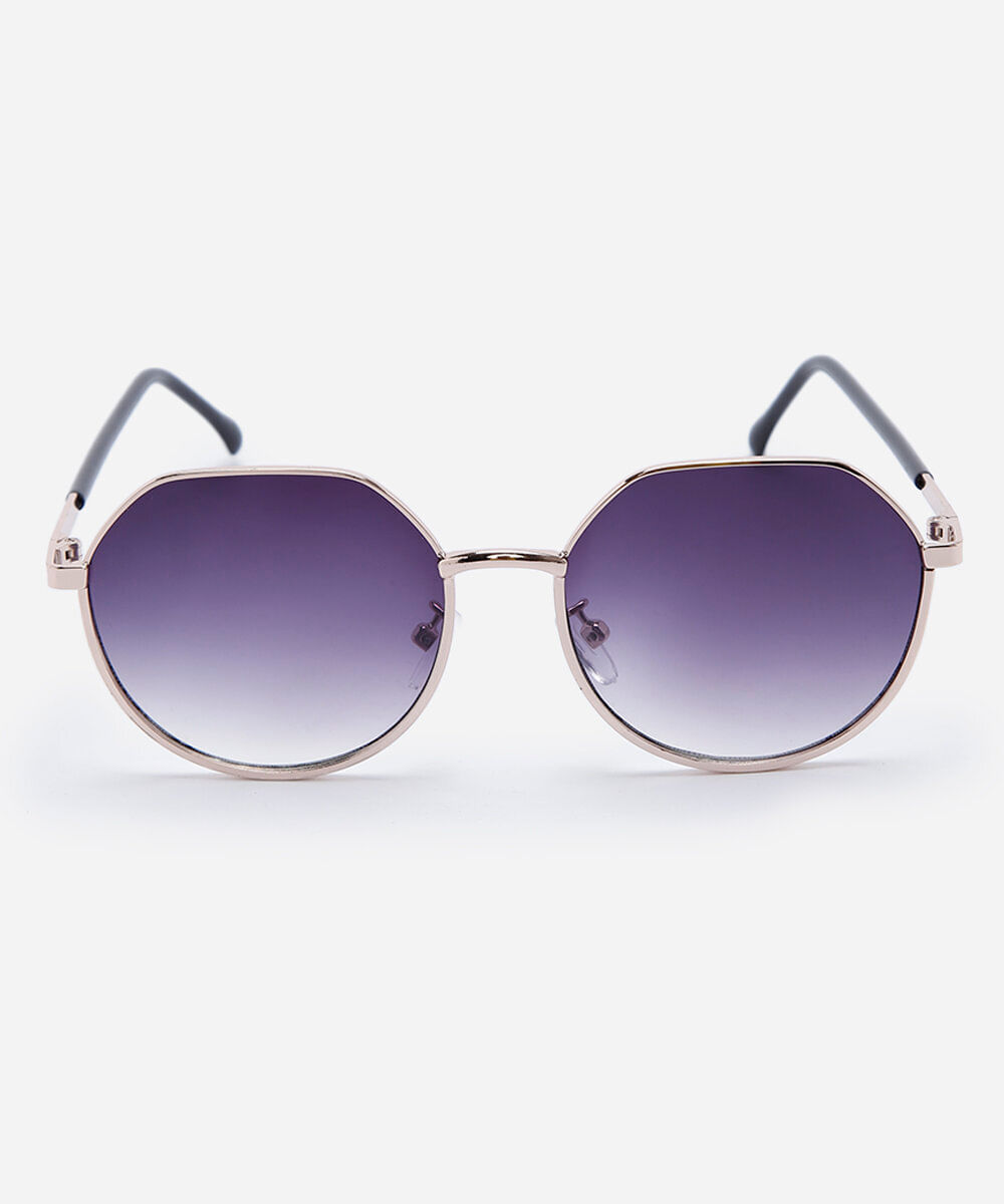 óculos de sol feminino redondo de metal triton dourado