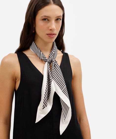 lenço feminino triangular acetinado com estampa geométrica colorido